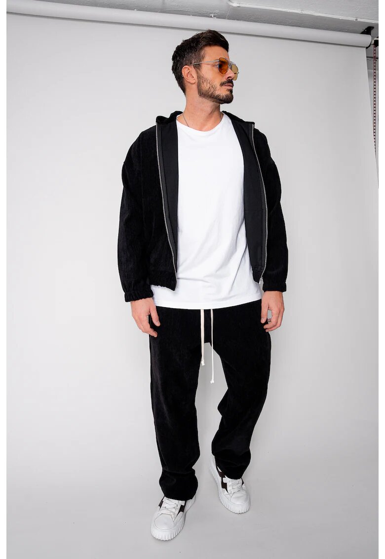 uFIT Set Velvet Hanorac cu fermoar si pantalon lung Black 18641 - Negru