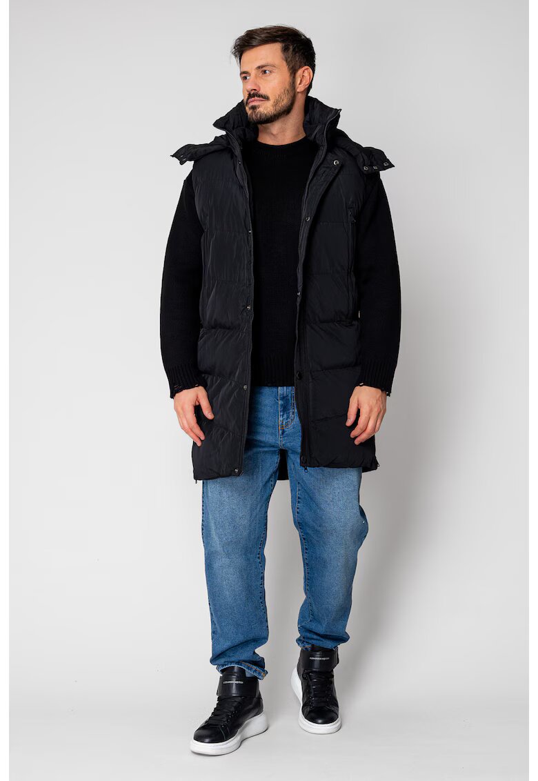 uFIT Vesta lunga cu fermoar si gluga Black I 18976 - Negru