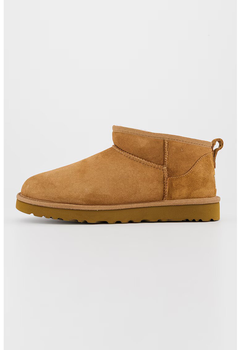 UGG Cizme scurte slip-on din piele de oaie Classic Ultra - Galben inchis