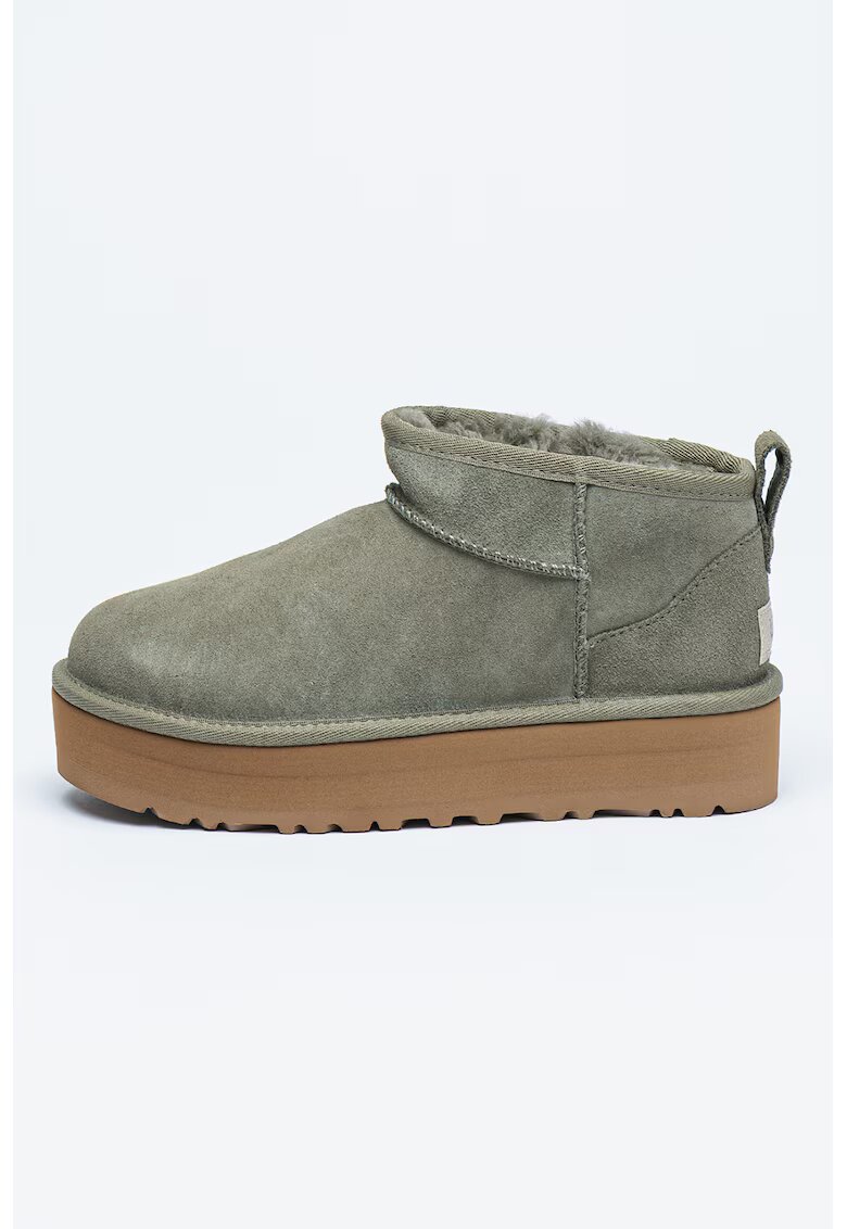UGG Ghete de piele intoarsa fara inchidere Classic Ultra - Verde fistic