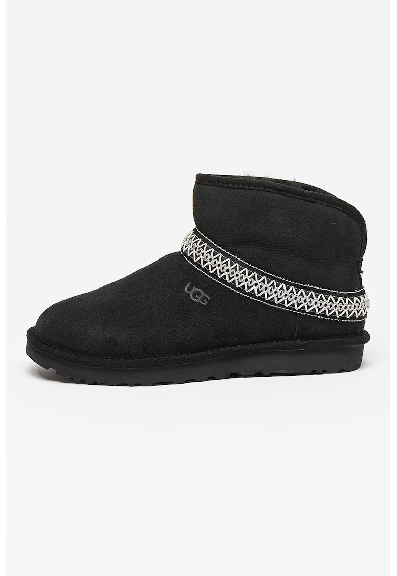 UGG Ghete din piele intoarsa - fara inchidere Classic Mini Crescent - Negru