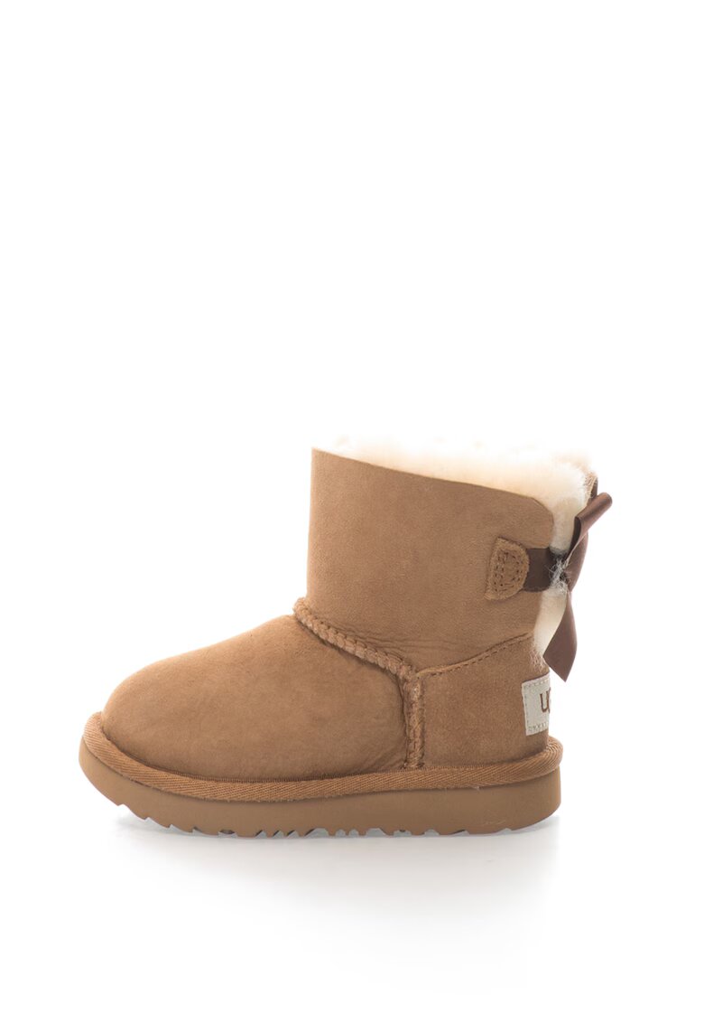 UGG Ghete fara inchidere din piele intoarsa cu detaliu cu funda Mini Bailey - Caramel
