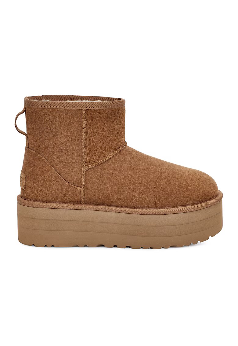 UGG Ghete flatform rezistente la apa din piele intoarsa Classic Mini - Caramel