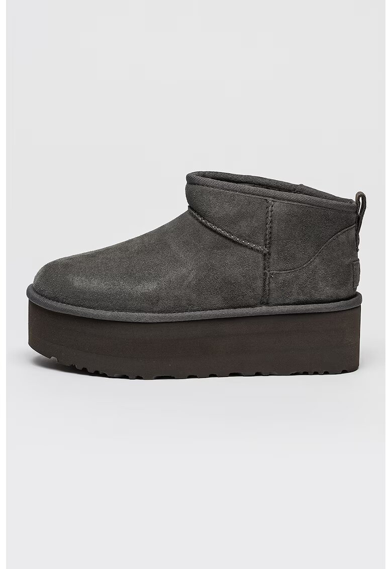 UGG Ghete slip-on de piele intoarsa Classic Ultra Mini - Gri carbune
