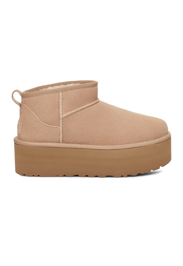UGG Ghete slip-on de piele intoarsa Classic Ultra Mini - Maro deschis