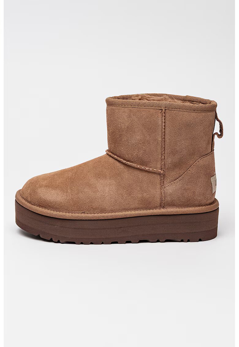 UGG Ghete slip-on din piele intoarsa Classic Mini - Maro taupe