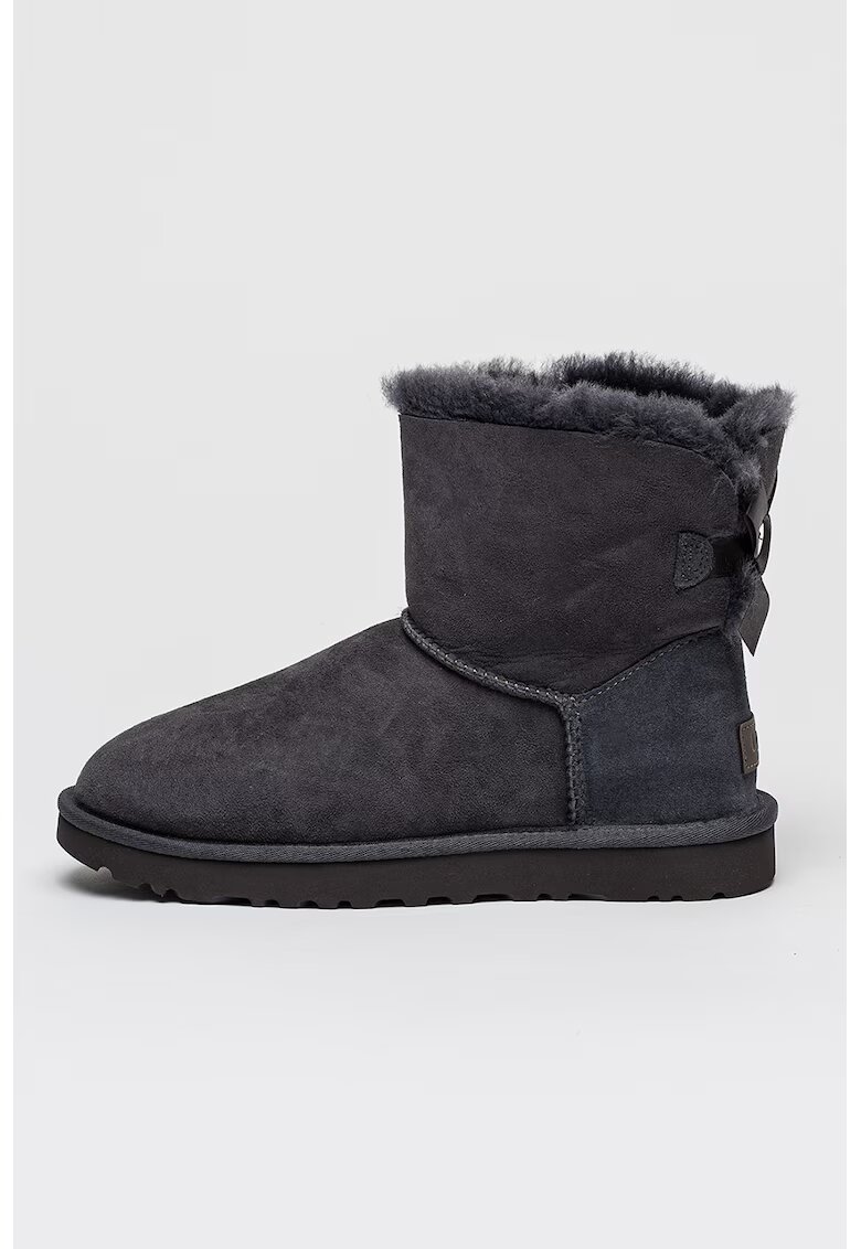 UGG Ghete slip-on din piele intoarsa Mini Bailey Bow II - Gri carbune