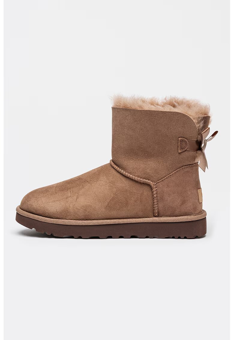 UGG Ghete slip-on din piele intoarsa Mini Bailey Bow II - Maro cognac