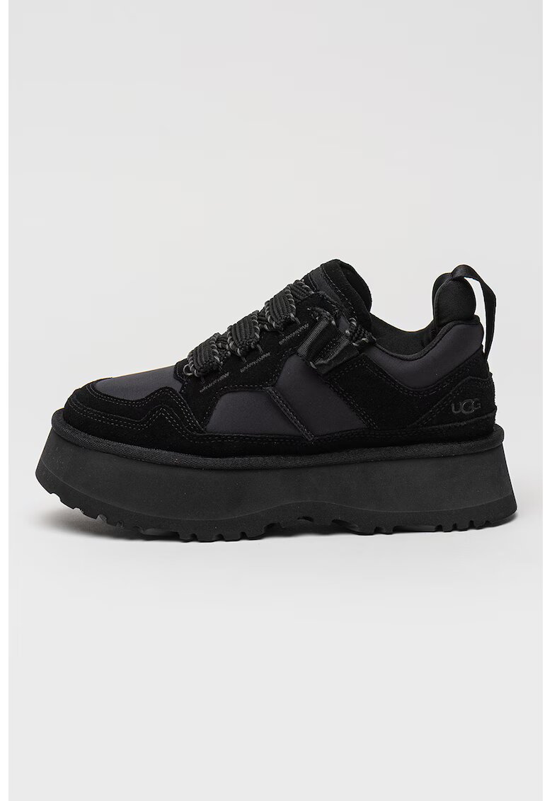 UGG Pantofi sport din piele intoarsa si material textil cu talpa demi-wedge Astromel - Negru