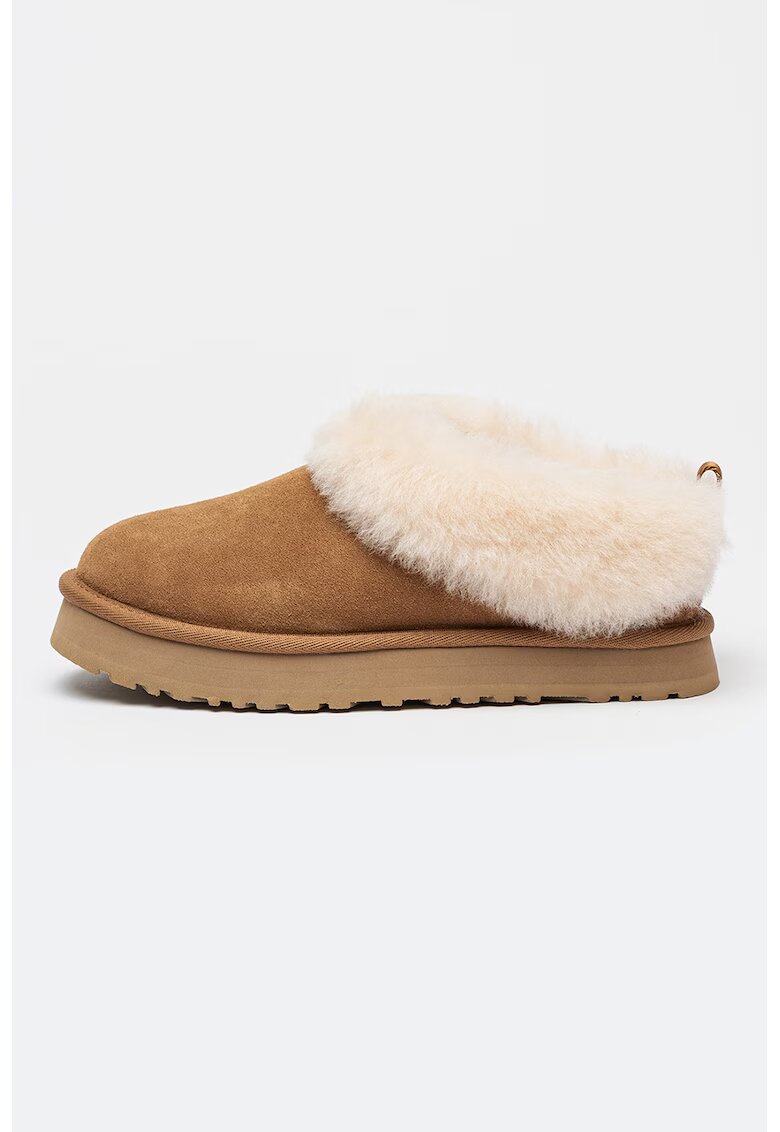 UGG Papuci de casa din piele intoarsa cu blana Tazzelle - Maro camel