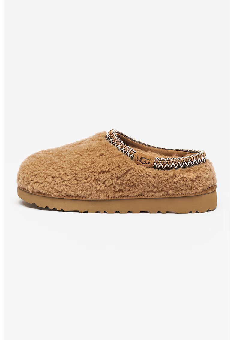 UGG Papuci din piele de oaie cu captuseala din amestec de lana Tasman Maxy Curly - Maro deschis