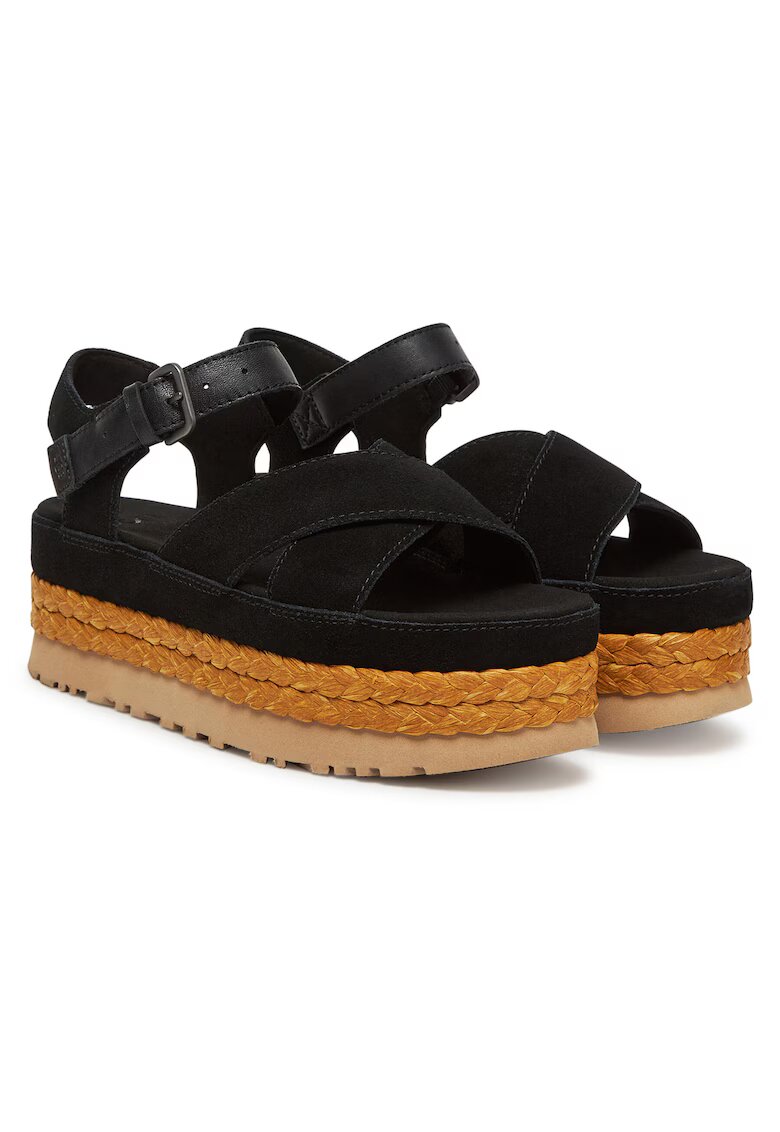 UGG Sandale dama - espadrile Blk W Aubrey - piele naturala - cu bretele - negru