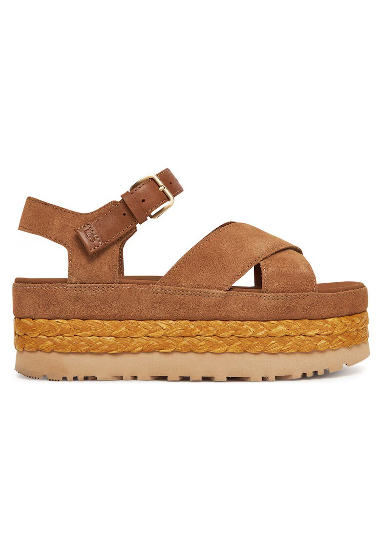 UGG Sandale dama espadrile femei - piele naturala - model cu bareta la glezna - Maro W Aubrey