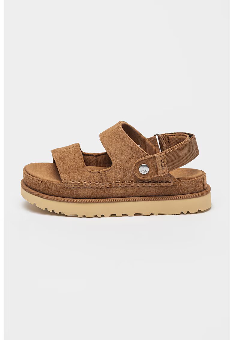 UGG Sandale din piele intoarsa cu velcro Goldenstar - Maro