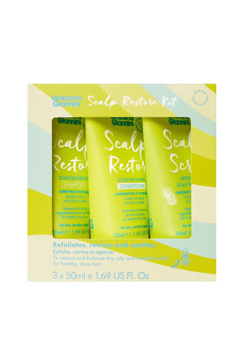 Umberto Giannini Set anti-matreata - travel size - Scalp Restore Kit - 3 x 50 ml