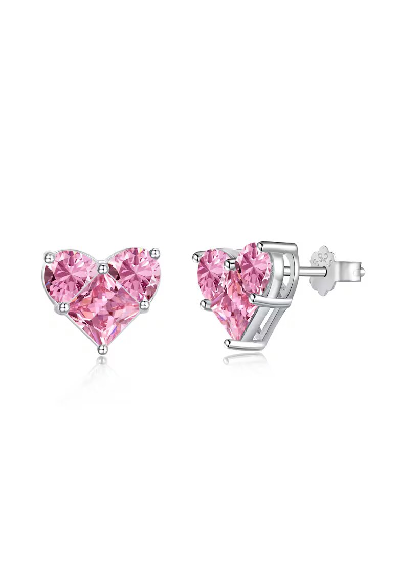 UNA VIDA Cercei Valentine's Argint - Inimoara Roz
