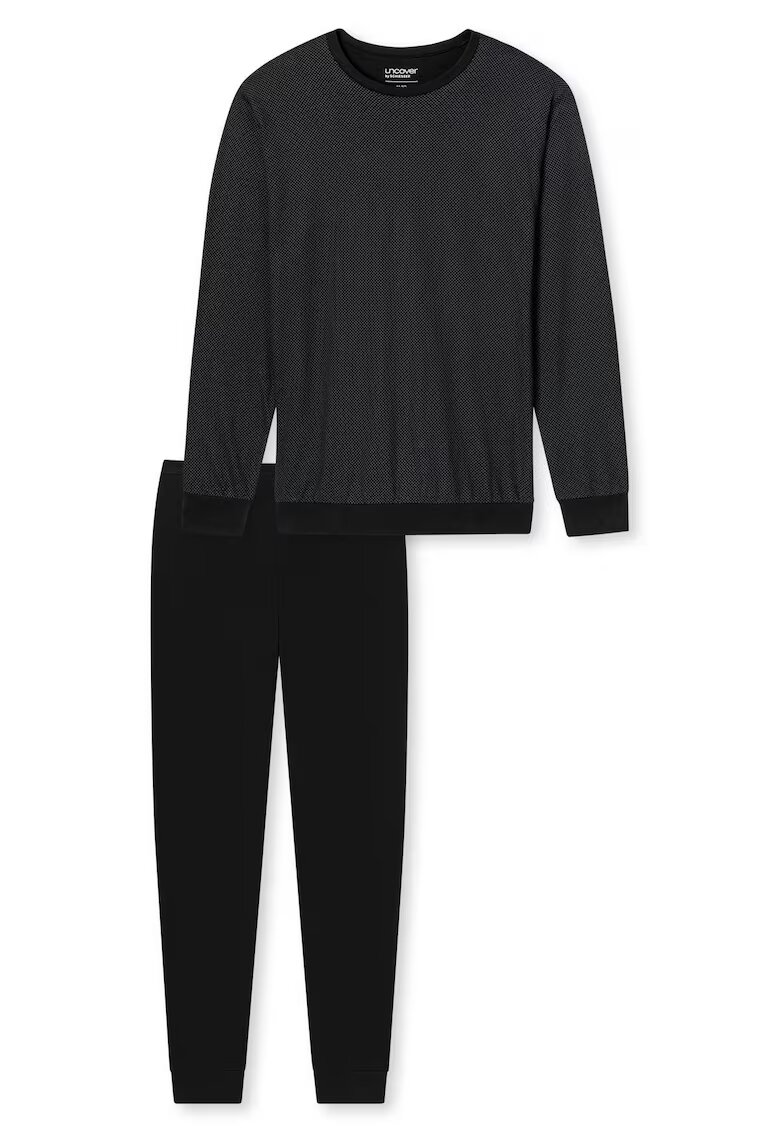 uncover by SCHIESSER Pijama cu pantaloni lungi si imprimeu - Negru