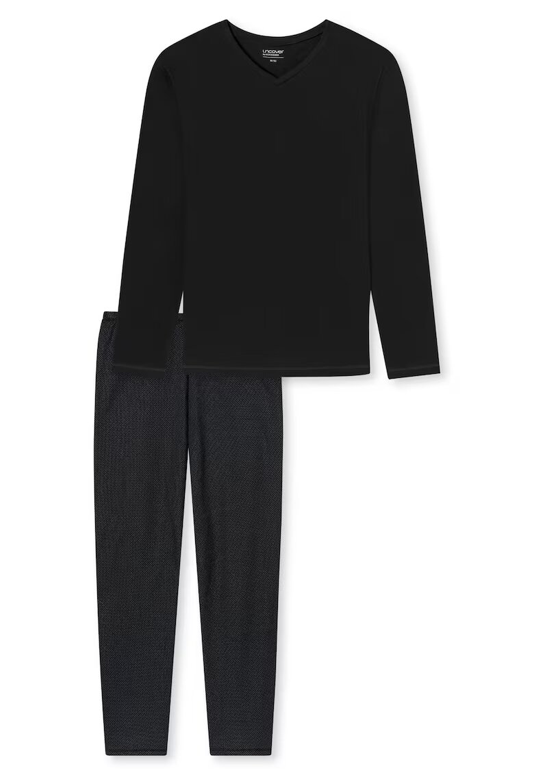 uncover by SCHIESSER Pijama lunga de bumbac - Negru