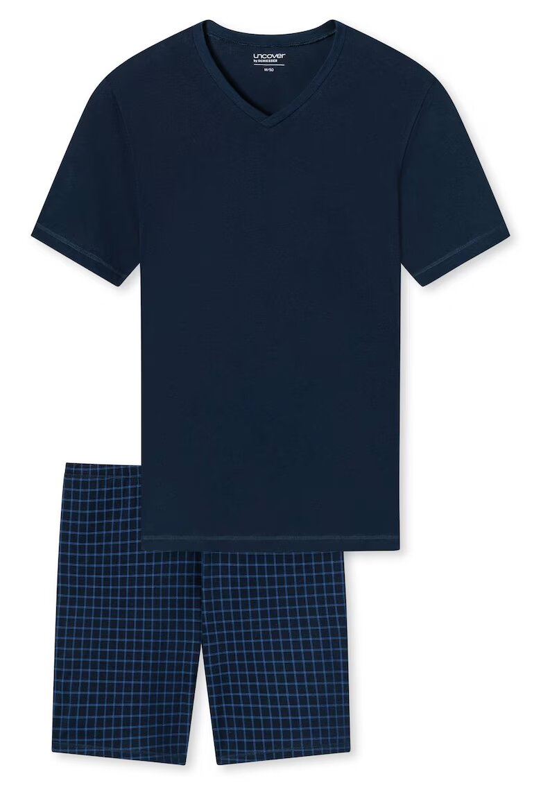 uncover by SCHIESSER Pijama scurta de bumbac - Albastru inchis