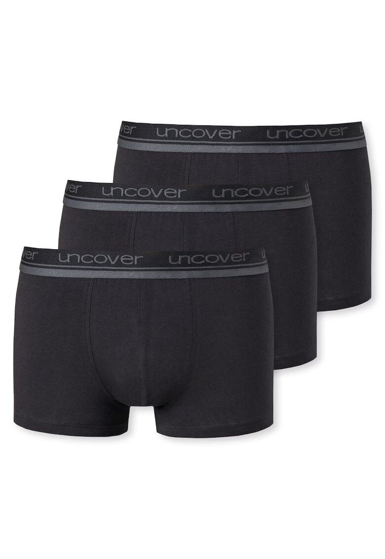 uncover by SCHIESSER Set de boxeri cu banda logo in talie - 3 perechi - Negru