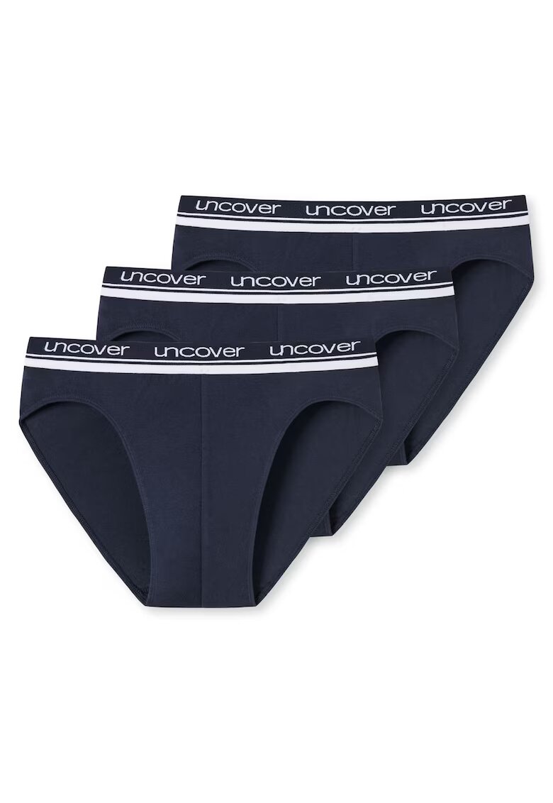 uncover by SCHIESSER Set de chiloti cu banda logo in talie - 3 perechi - Albastru inchis