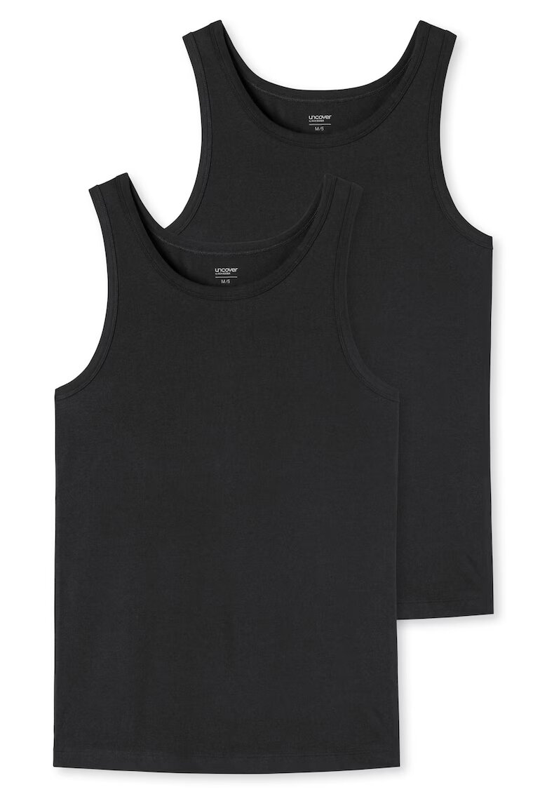 uncover by SCHIESSER Set de topuri cu decolteu la baza gatului - 2 piese - Negru