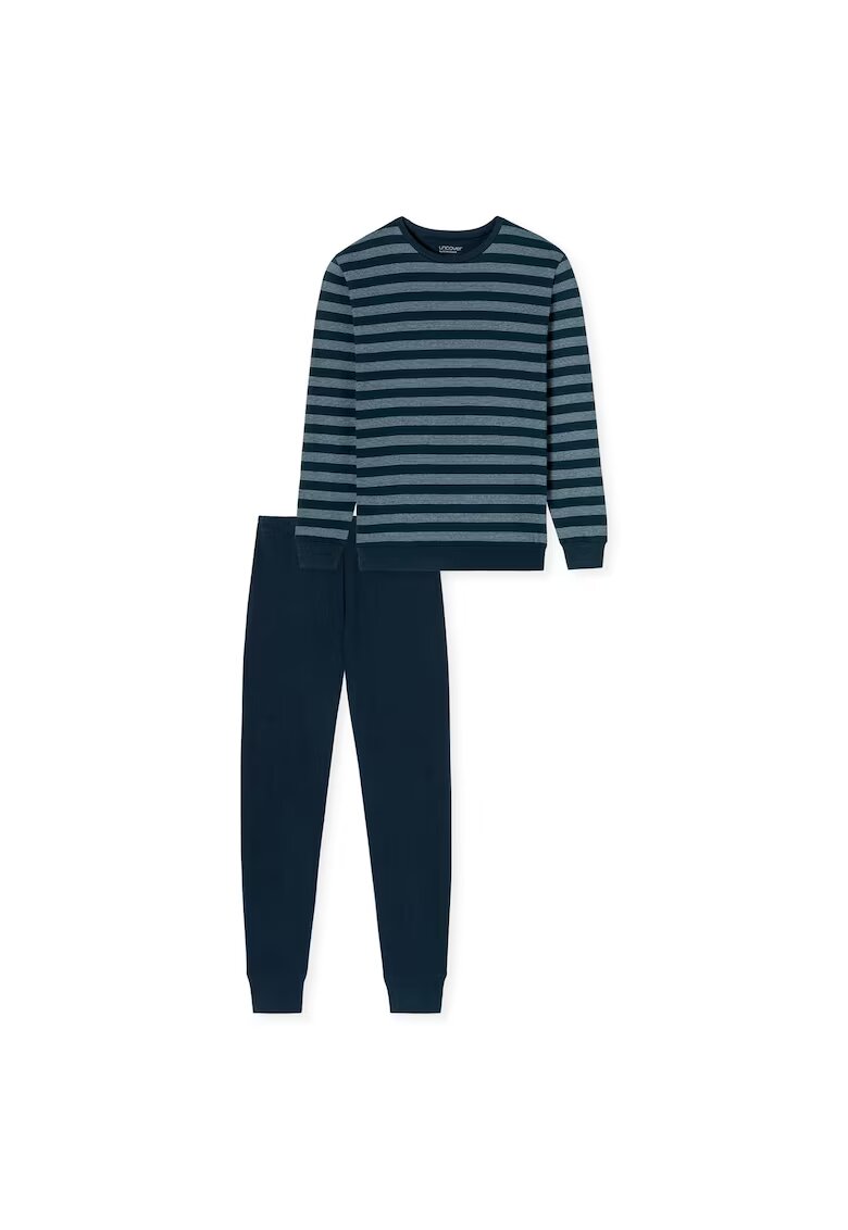 uncover by SCHIESSER Uncover - Pijama din bumbac cu dungi - Albastru inchis