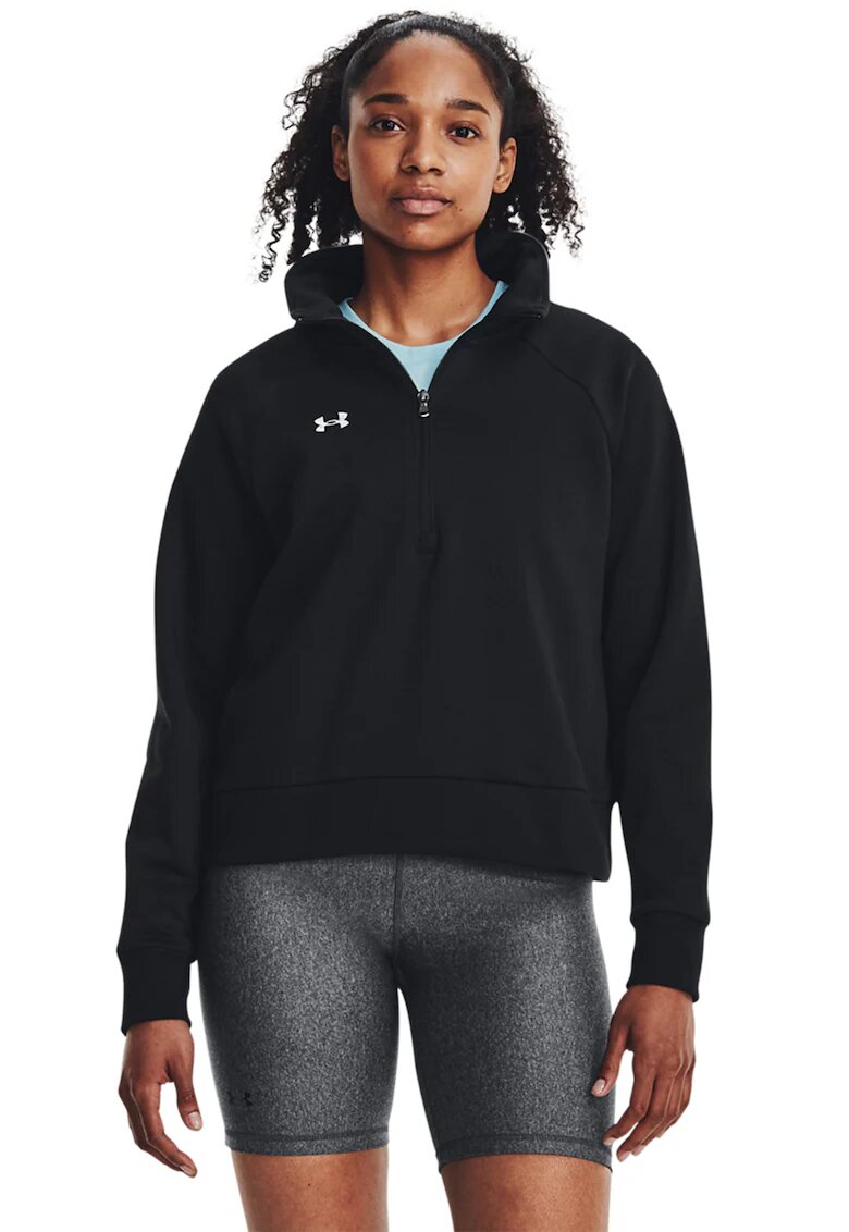 Under Armour Bluza de trening din fleece cu fenta cu fermoar pentru fitness UA Rival - Negru