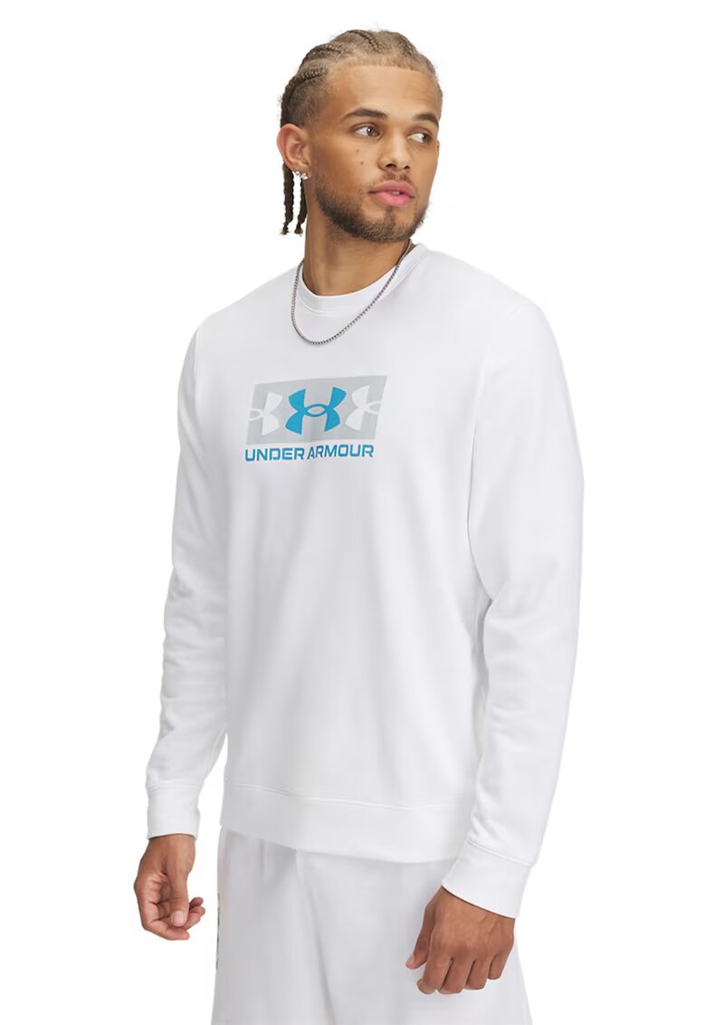 Under Armour Bluza de trening din material terry cu logo Rival - Alb/Albastru