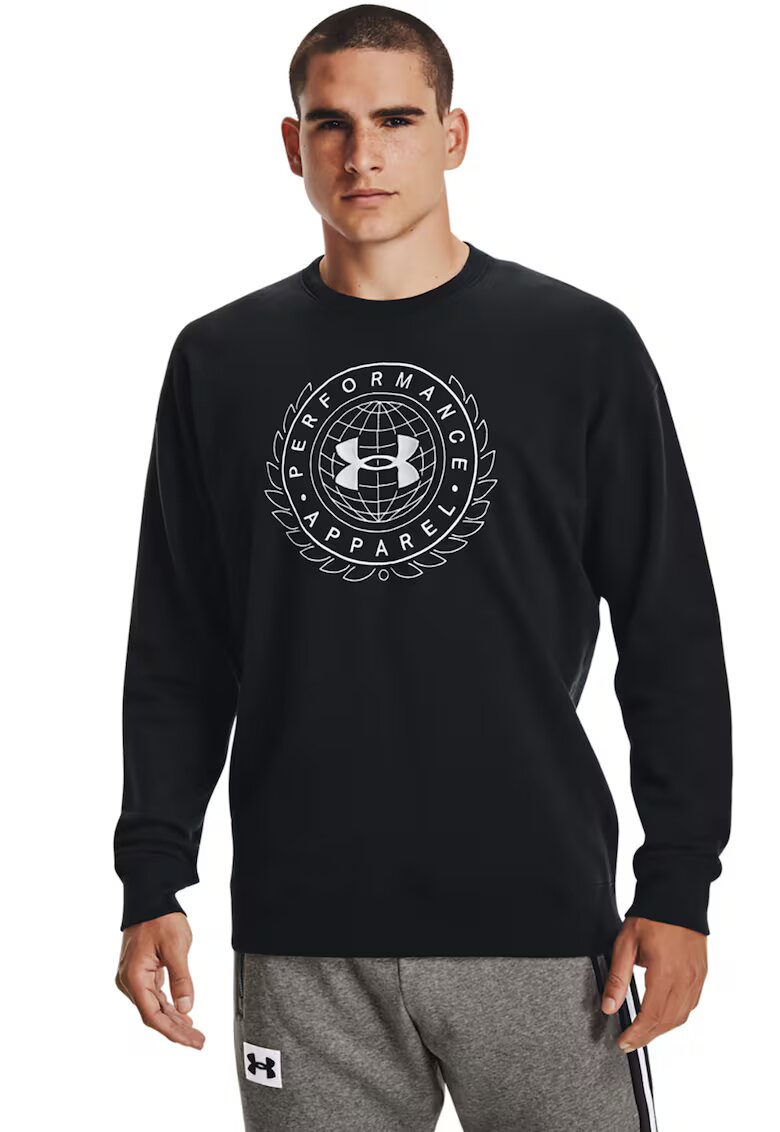 Under Armour Bluza din material fleece cu logo pentru antrenament Rival - Alb/Negru