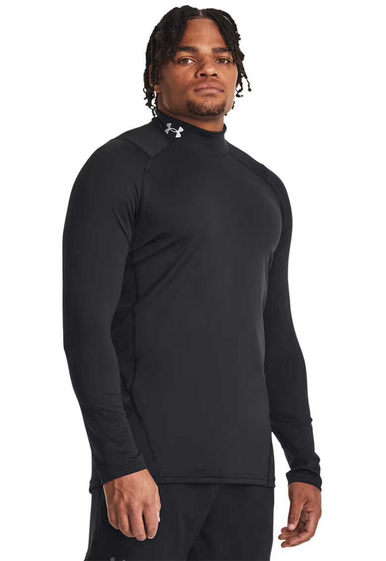Under Armour Bluza slim fit cu guler scurt pentru fitness - Negru