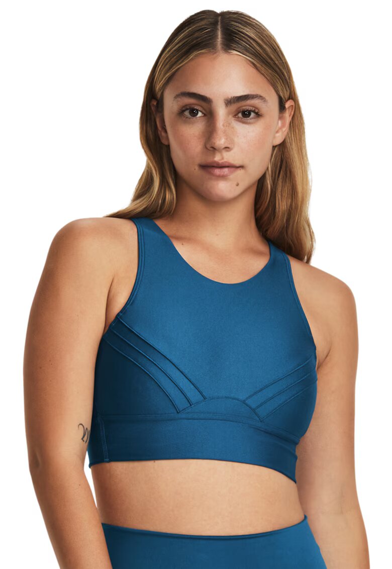 Under Armour Bustiera cu sustinere medie pentru fitness Infinity Pintuck - Albastru/Argintiu