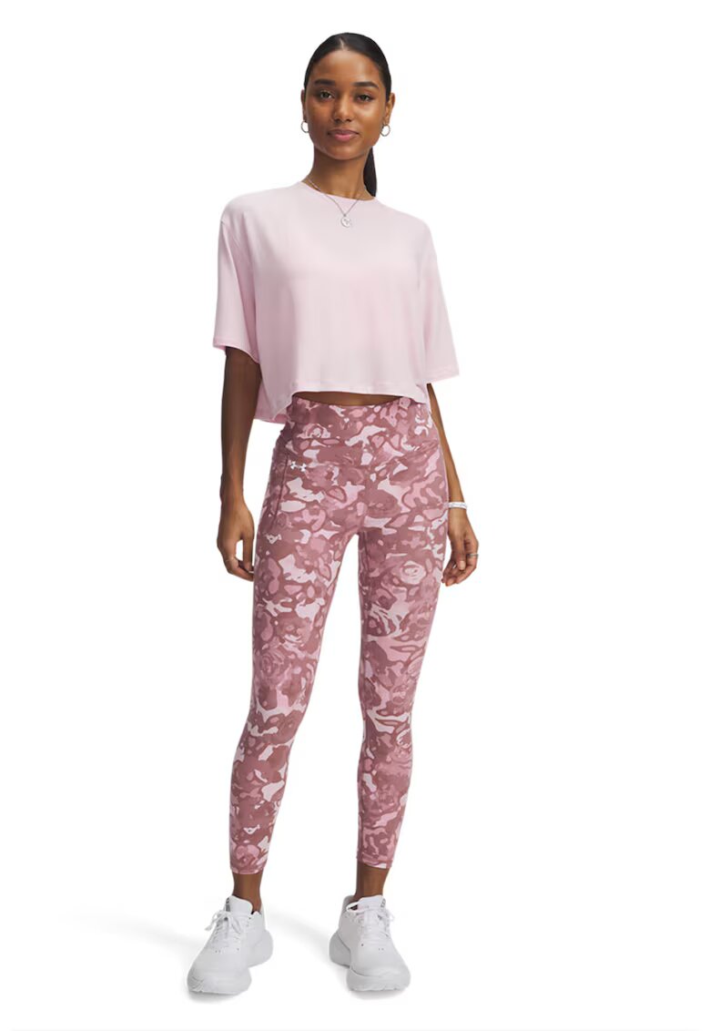 Under Armour Colanti crop cu model abstract - pentru fitness Motion - Rosu stins/Alb murdar