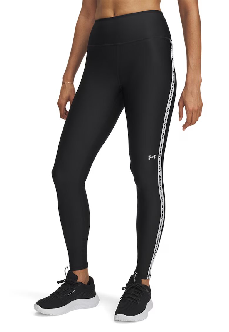 Under Armour Colanti cu banda logo laterala - pentru fitness Tech - Negru/Alb murdar
