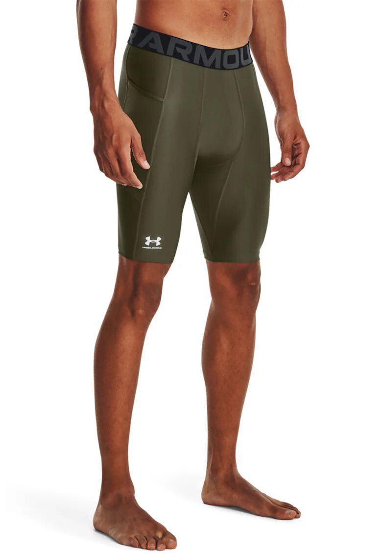 Under Armour Colanti scurti cu banda logo pentru fitness HeatGear® - Kaki