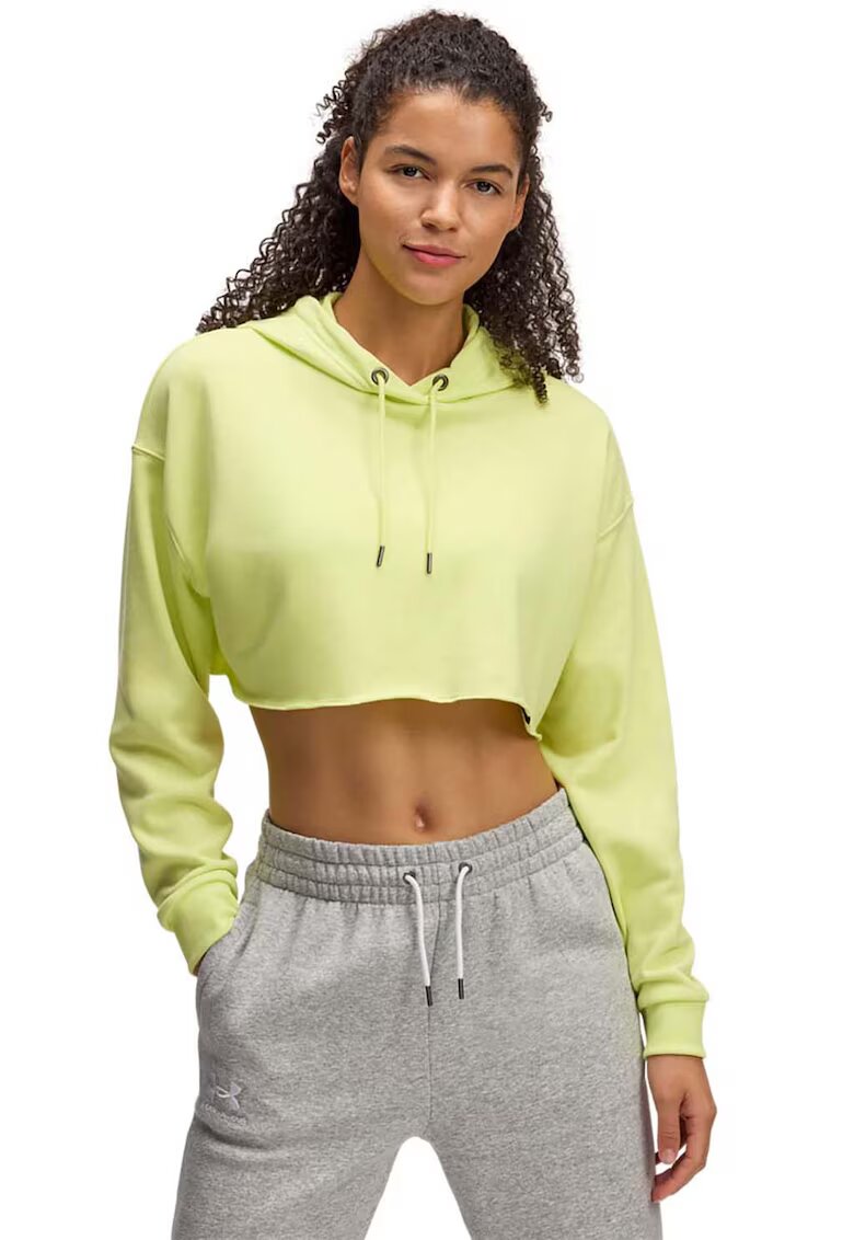 Under Armour Hanorac crop din material terry cu maneci cazute Icon - Verde neon