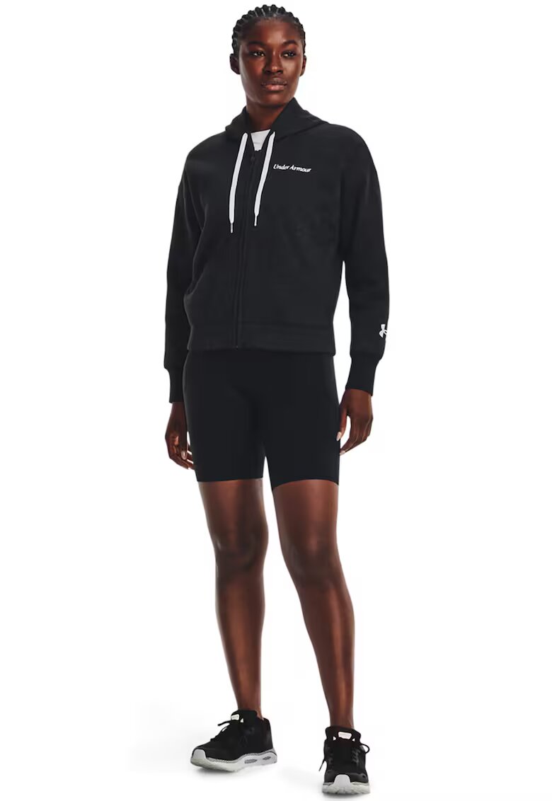 Under Armour Hanorac cu fermoar si logo brodat pentru antrenament Essential Script - Negru stins