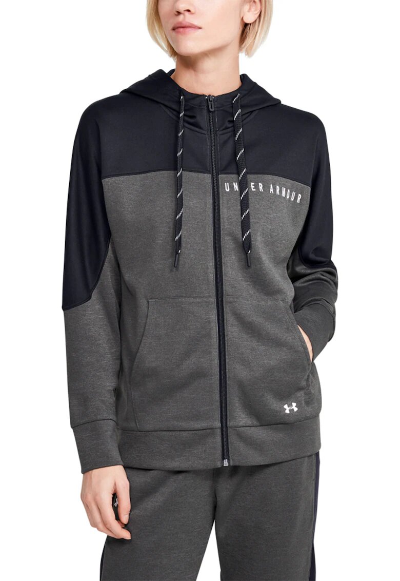 Under Armour Hanorac din tricot cu fermoar - pentru antrenament Recover™ - Negru/Gri