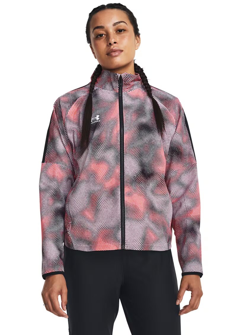 Under Armour Jacheta cu fermoar pentru fotbal Pro Track - Negru/Coral/Violet prafuit