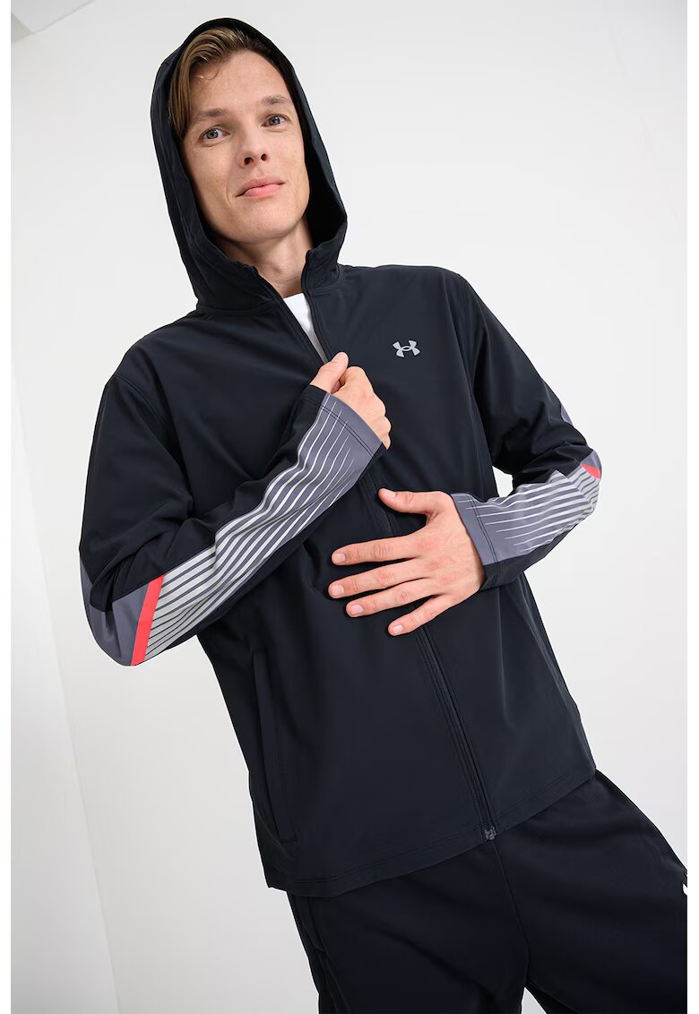 Under Armour Jacheta cu gluga - pentru alergare Storm - Negru/Gri inchis