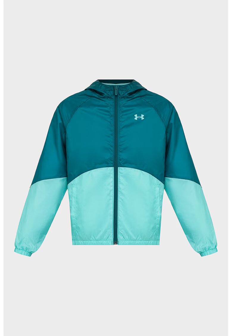 Under Armour Jacheta cu gluga si fermoar pentru antrenament Windbreaker - Turcoaz/Verde persan