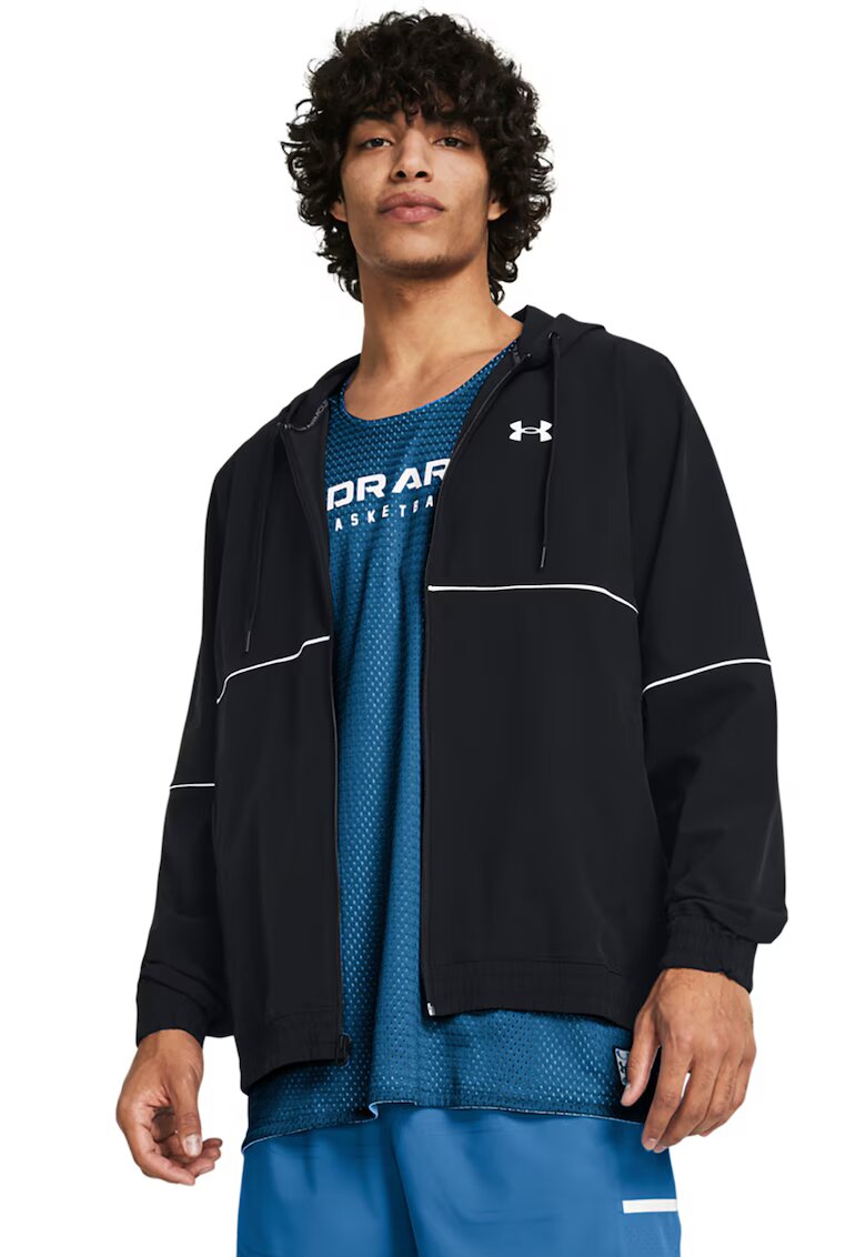 Under Armour Jacheta cu gluga si fermoar pentru baschet - Negru