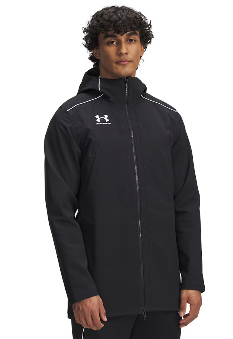 Under Armour Jacheta cu logo si fermoar - Alb/Negru
