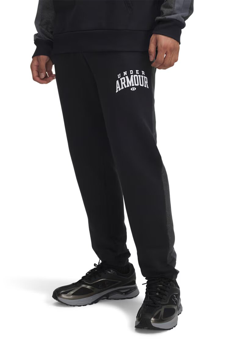 Under Armour Pantaloni din material fleece pentru fitness Rival - Negru/Gri inchis