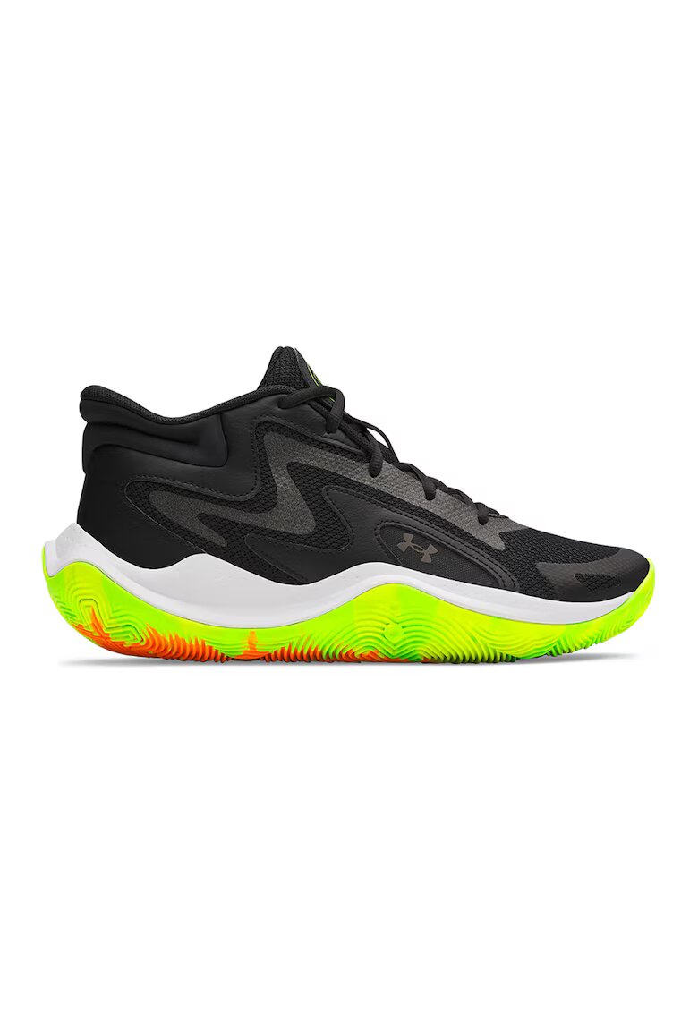 Under Armour Pantofi mid-cut Jet '25 cu detaliu logo pentru baschet - Negru