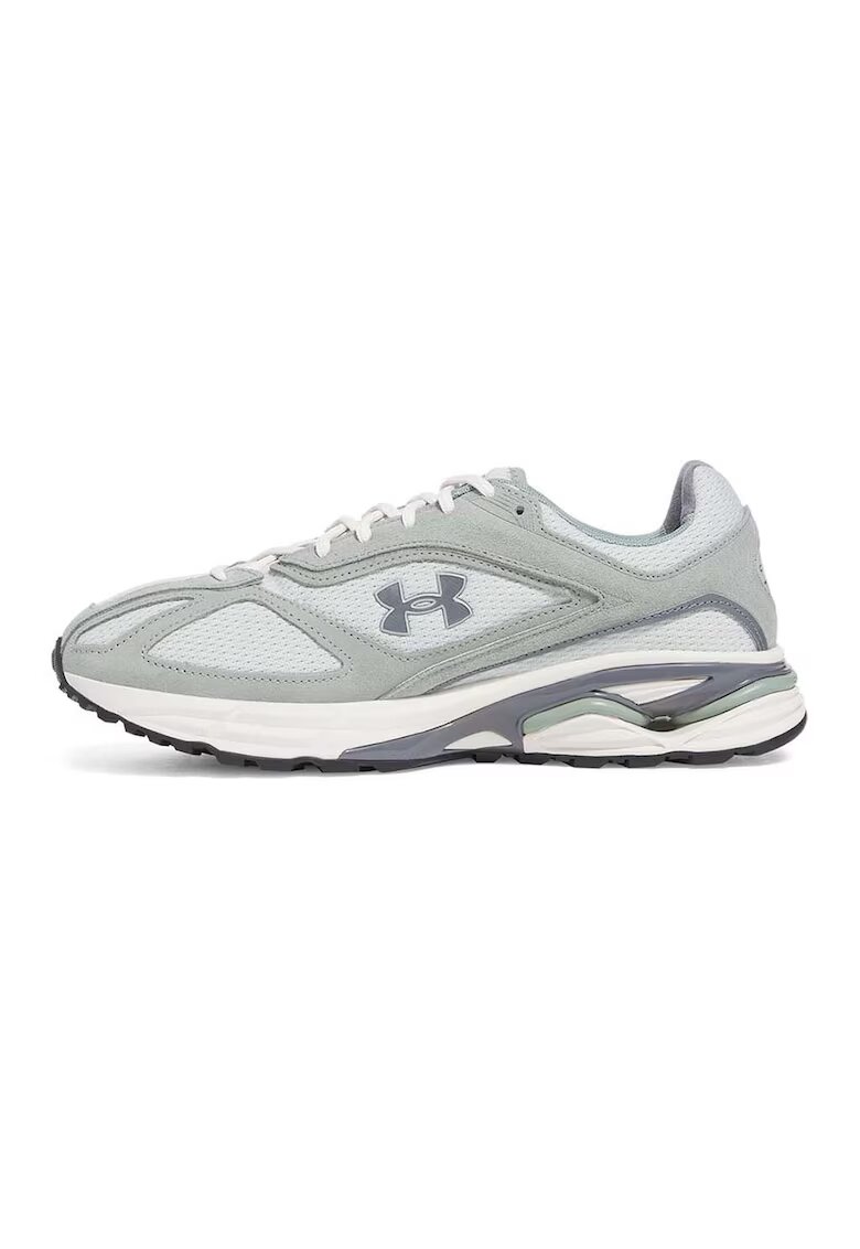 Under Armour Pantofi sport low-cut cu garnituri din piele Apparition - Gri deschis/Verde menta