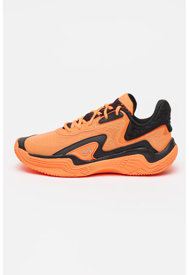 Under Armour Pantofi textili cu logo discret - pentru baschet - Negru/Portocaliu neon