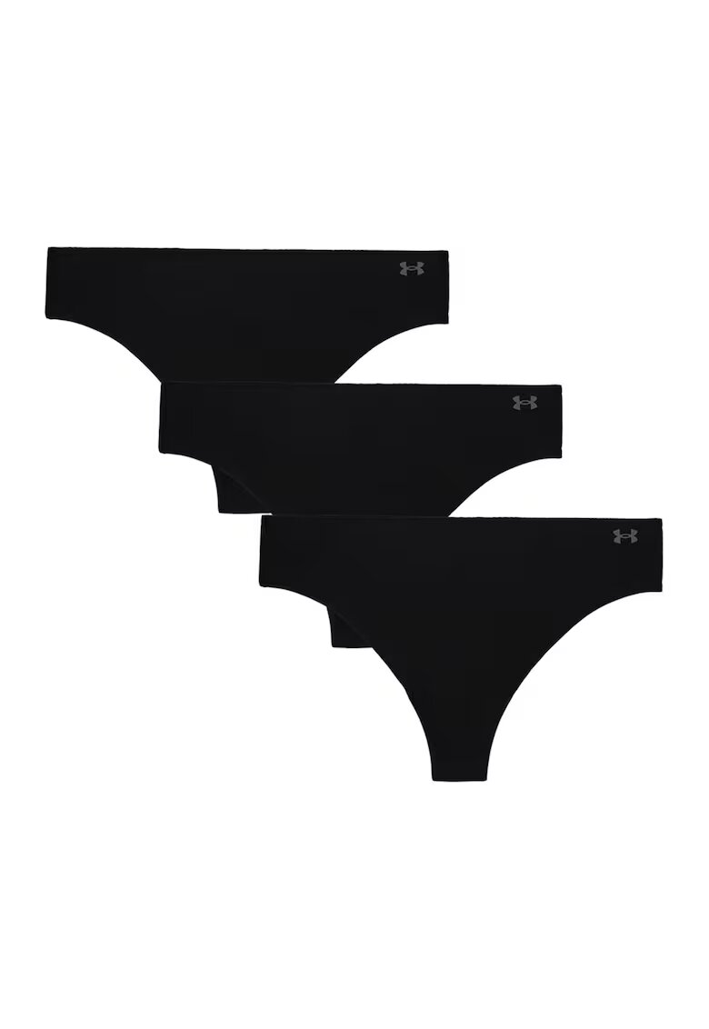 Under Armour Set de chiloti tanga fara cusaturi pentru fitness Pure Stretch - 3 perechi - Negru