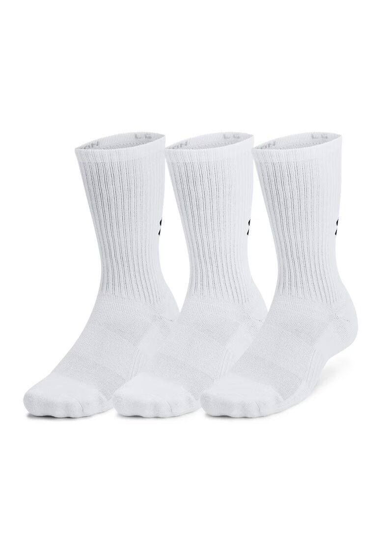 Under Armour Set de sosete lungi pentru fitness - 3 perechi - Alb murdar