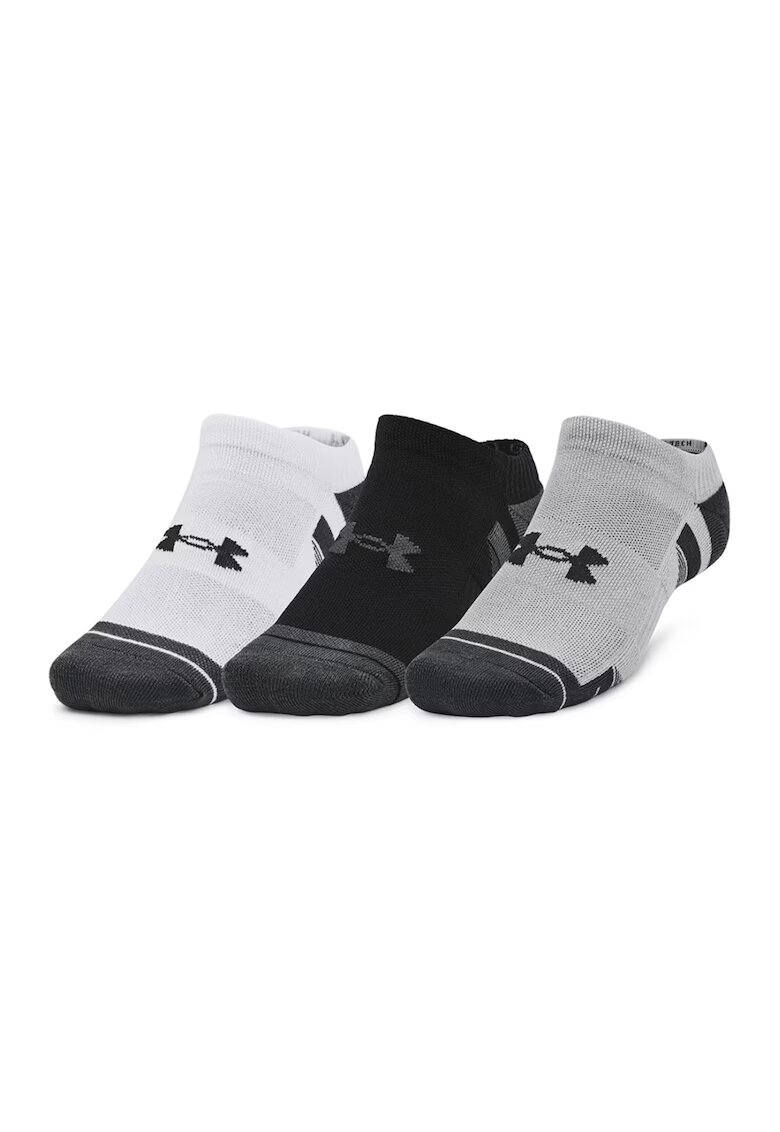 Under Armour Set de sosete pana la glezna unisex pentru fitness - 3 perechi - Alb/Negru/Gri